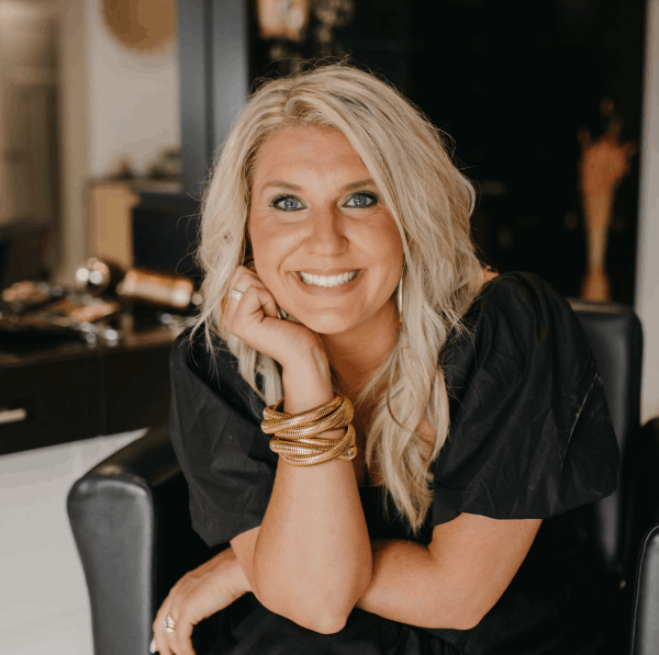 Tiffany Stephenson sitting in salon studio